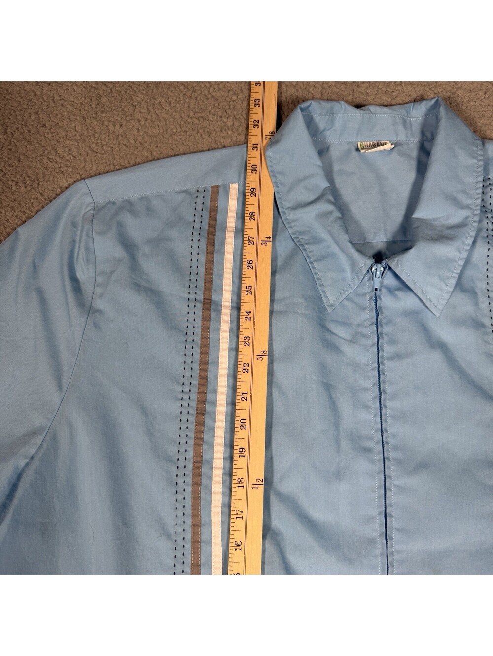 Haband Guayabera Shirt Mens 3XLT Blue Pink Zip Up Embroidery Short Sleeve Lot 2 - Picture 12 of 15